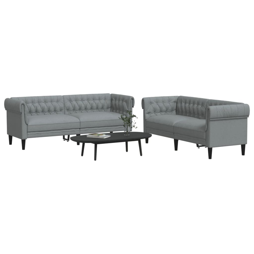 2 pcs light grey fabric sofa set