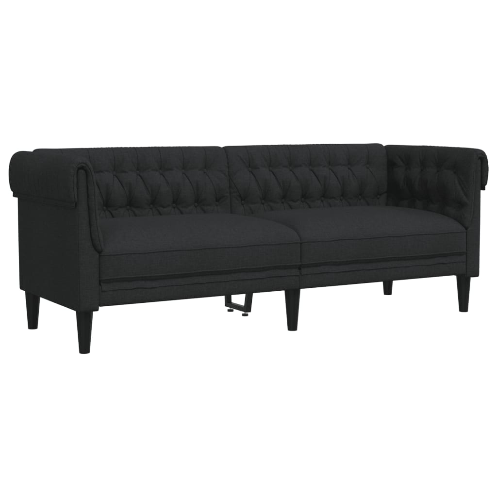 2 pcs black fabric sofa set
