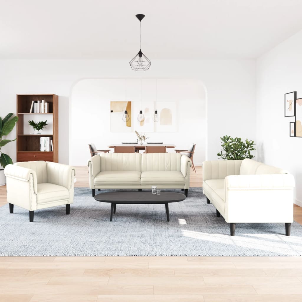 3 pcs cream color velvet sofa set