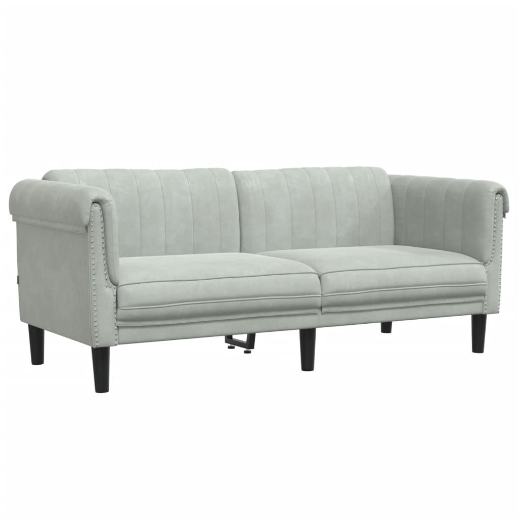 2 pcs conjunto de sofás veludo cinzento-claro