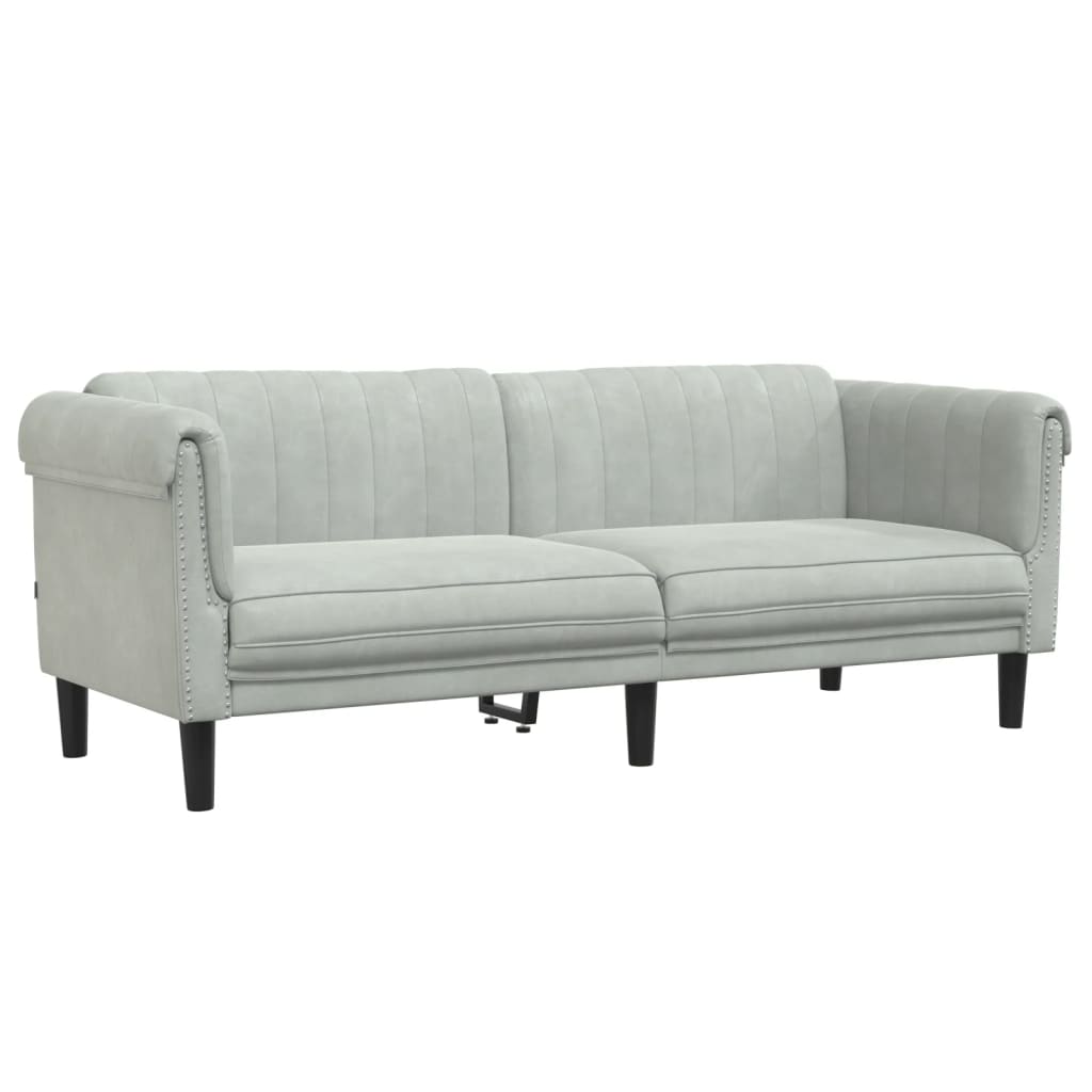 2 pcs conjunto de sofás veludo cinzento-claro