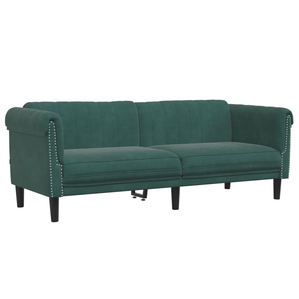 2 pcs dark green velvet sofa set
