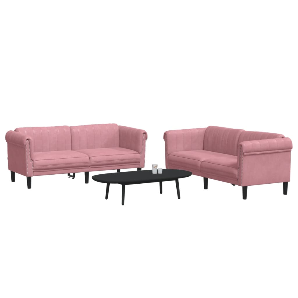2 pcs pink velvet sofa set
