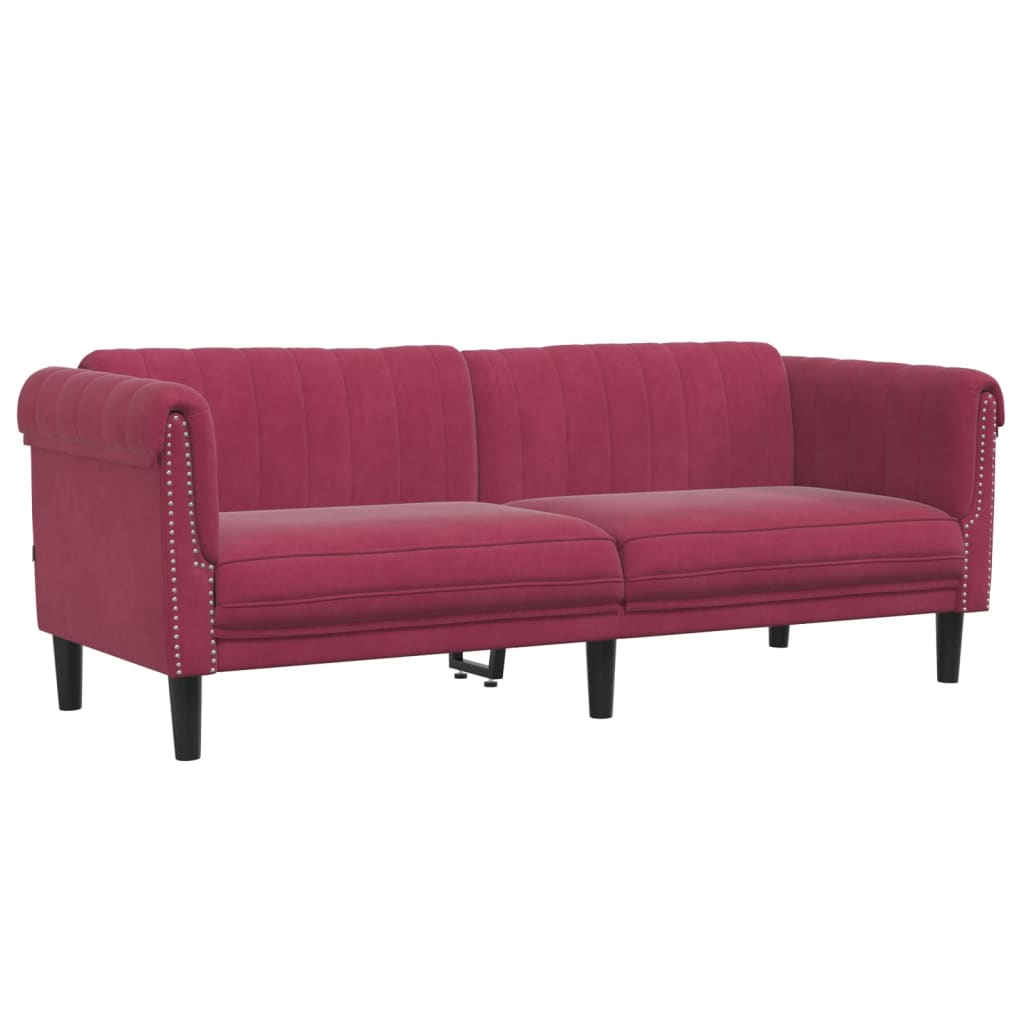 2 pcs red-red velvet sofa set