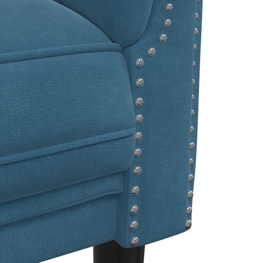 2 pcs blue velvet sofa set