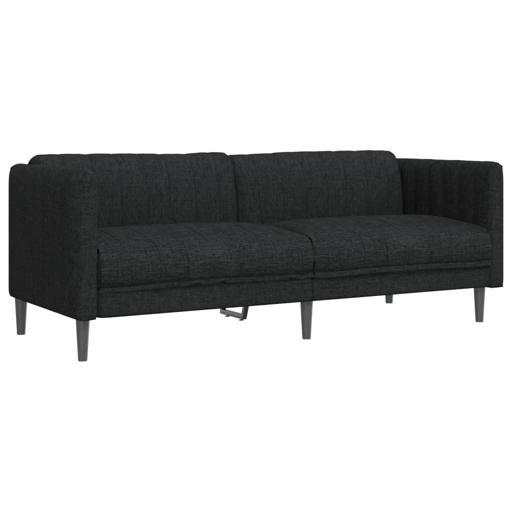 2 pcs black fabric sofa set