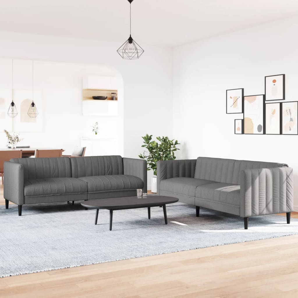 2 pcs sofa set grey-brown fabric