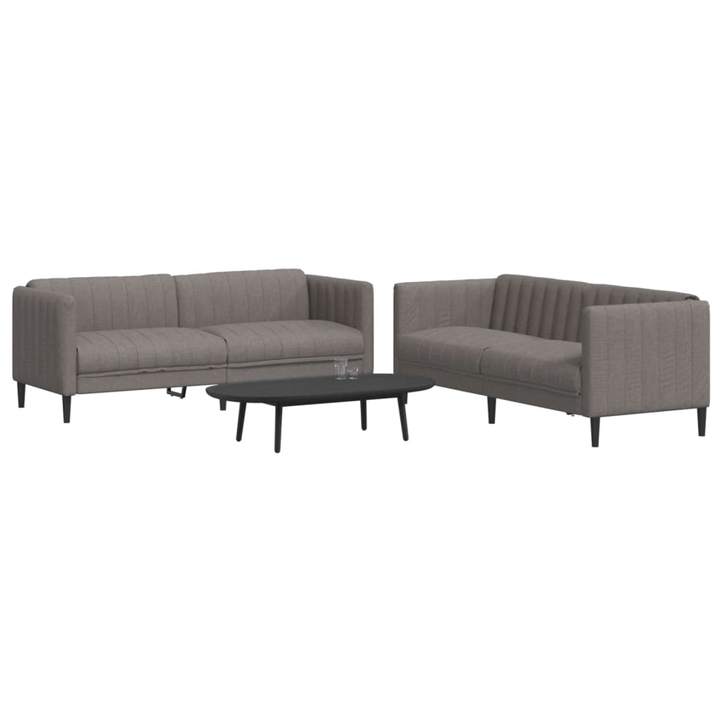 2 pcs sofa set grey-brown fabric