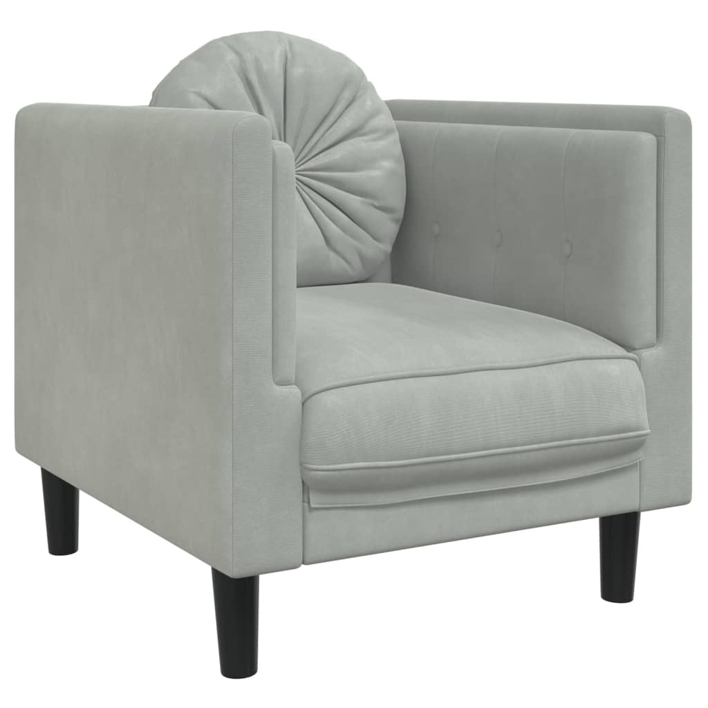 3 pcs sofa set with cushions light grey velvet