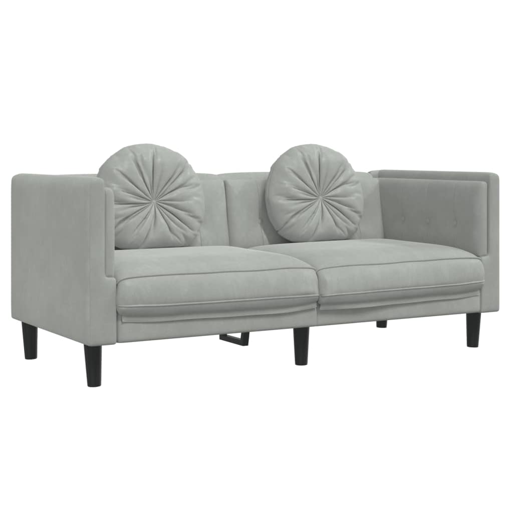3 pcs sofa set with cushions light grey velvet