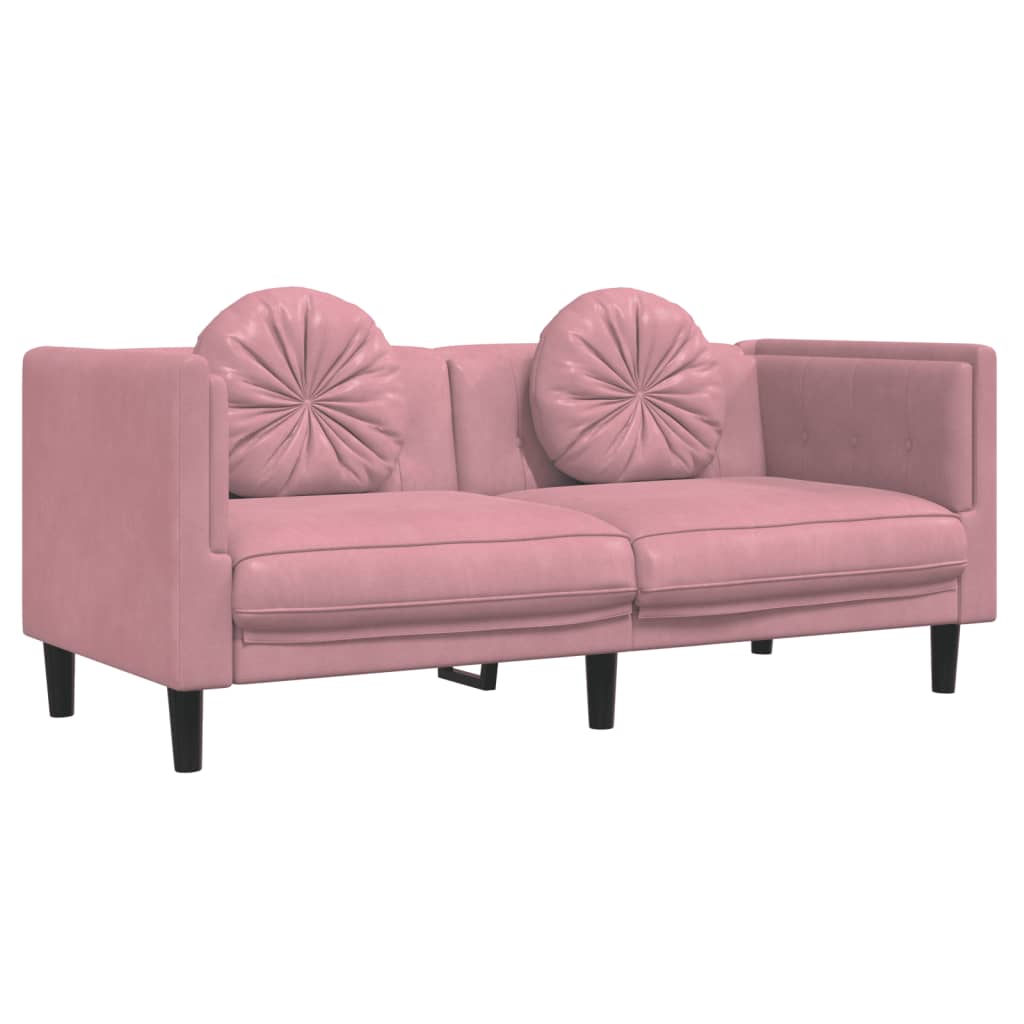 2 pcs conjunto de sofás com almofadas veludo rosa