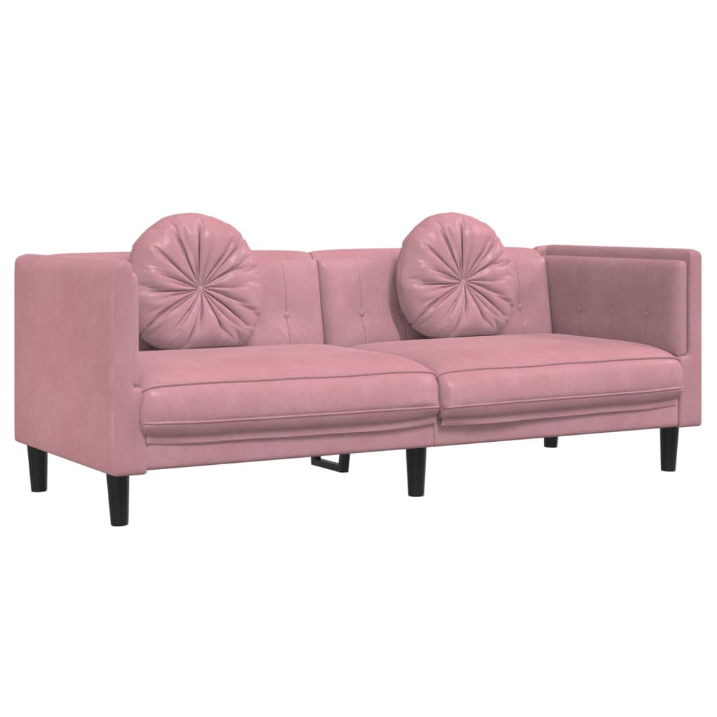 2 pcs conjunto de sofás com almofadas veludo rosa