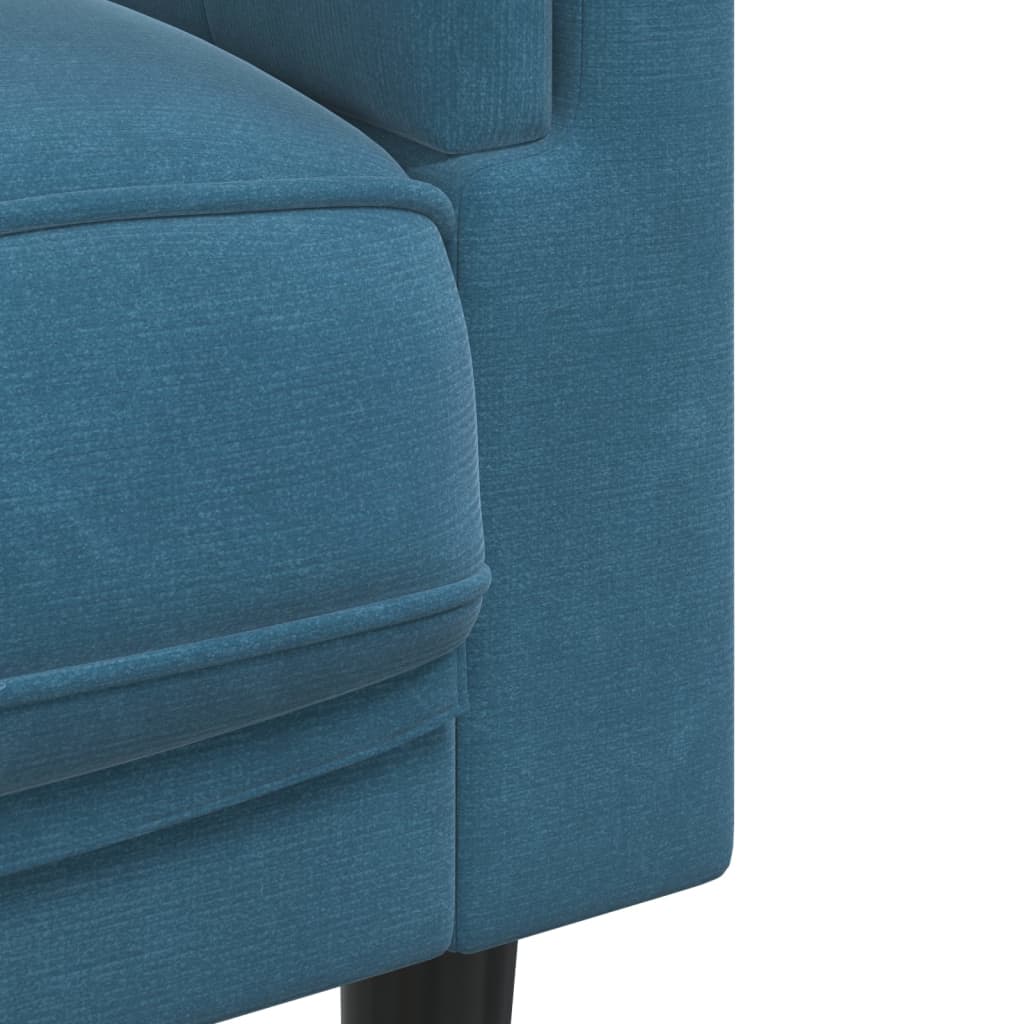 2 pcs sofa set with blue velvet cushions