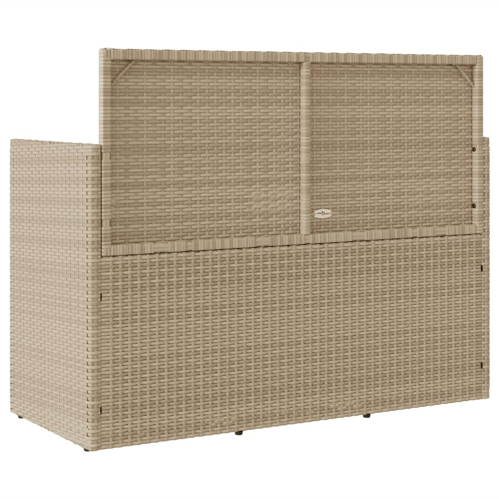 Garden bench with cushions in beige PE wicker