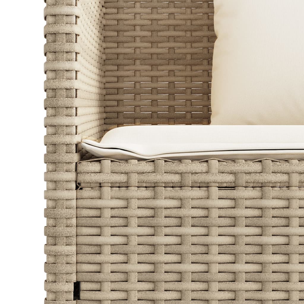 Garden bench with cushions in beige PE wicker