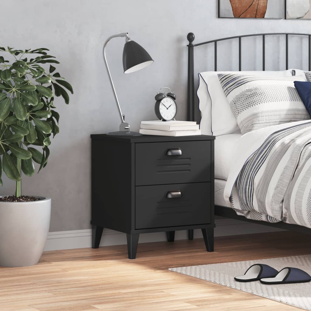 VIKEN bedside table made of black wood