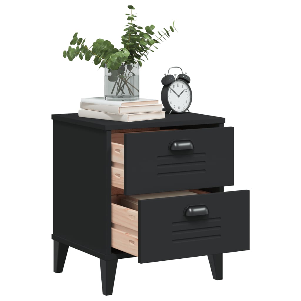 VIKEN bedside table made of black wood