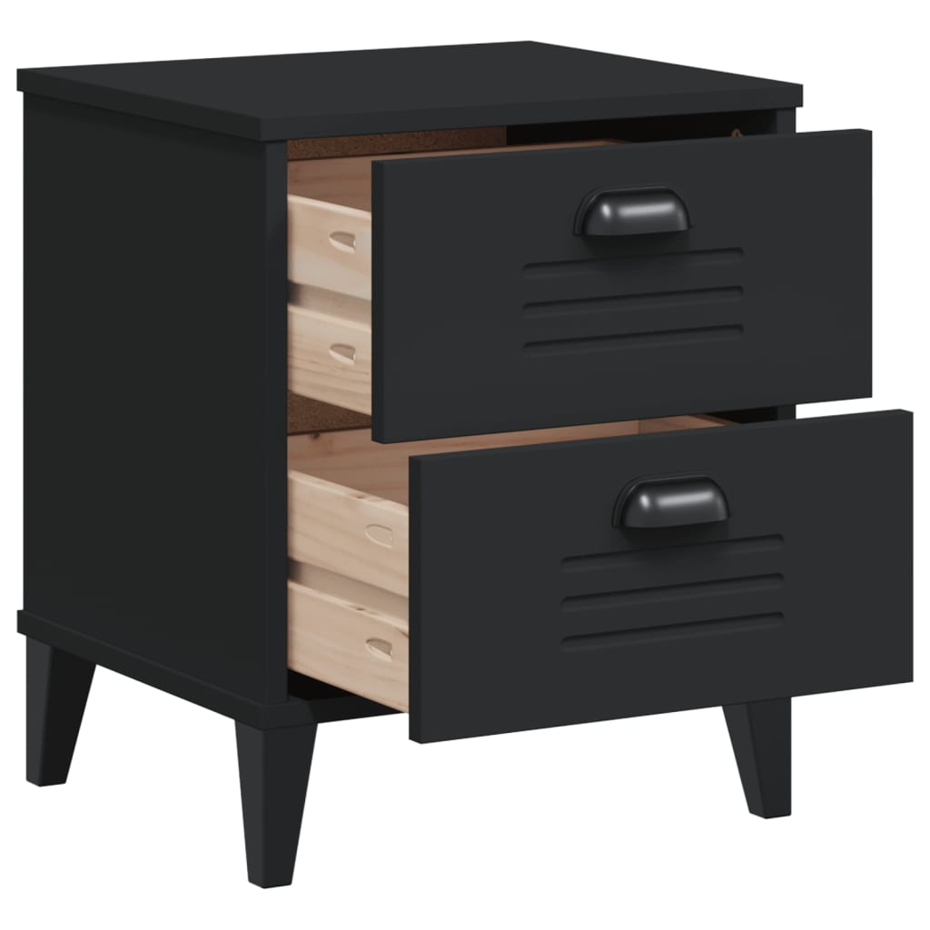 VIKEN bedside table made of black wood
