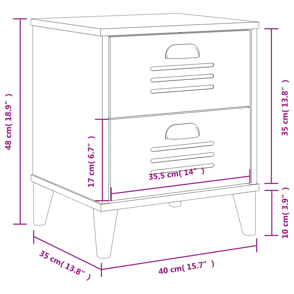 VIKEN bedside table made of black wood