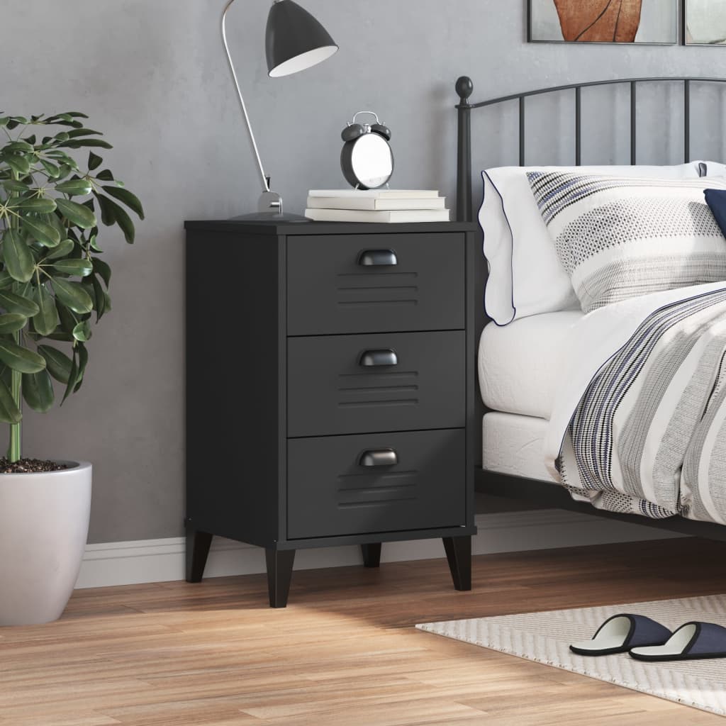 VIKEN bedside table made of black wood