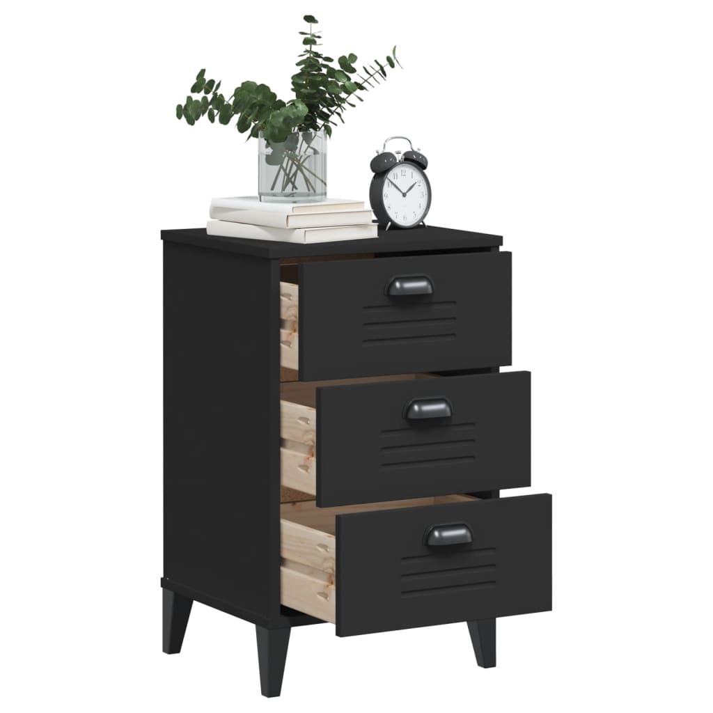 VIKEN bedside table made of black wood