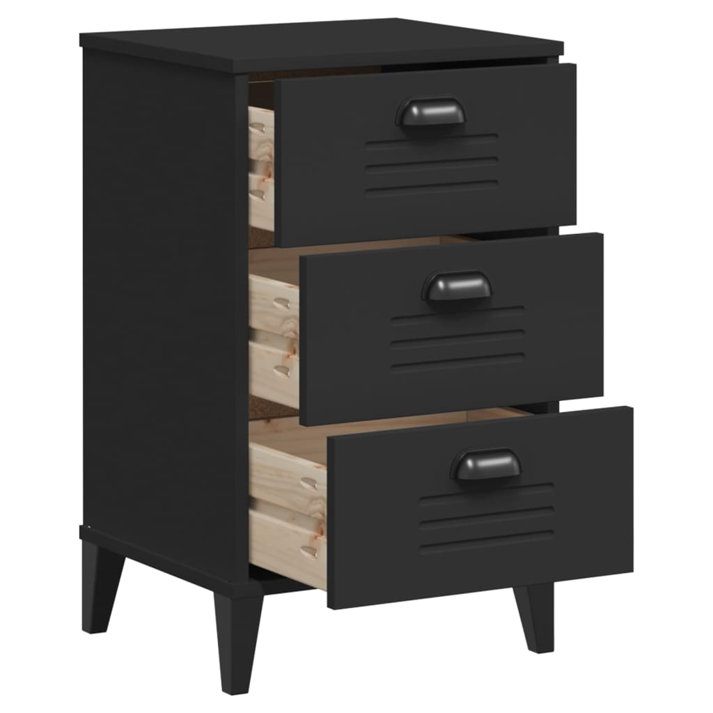 VIKEN bedside table made of black wood
