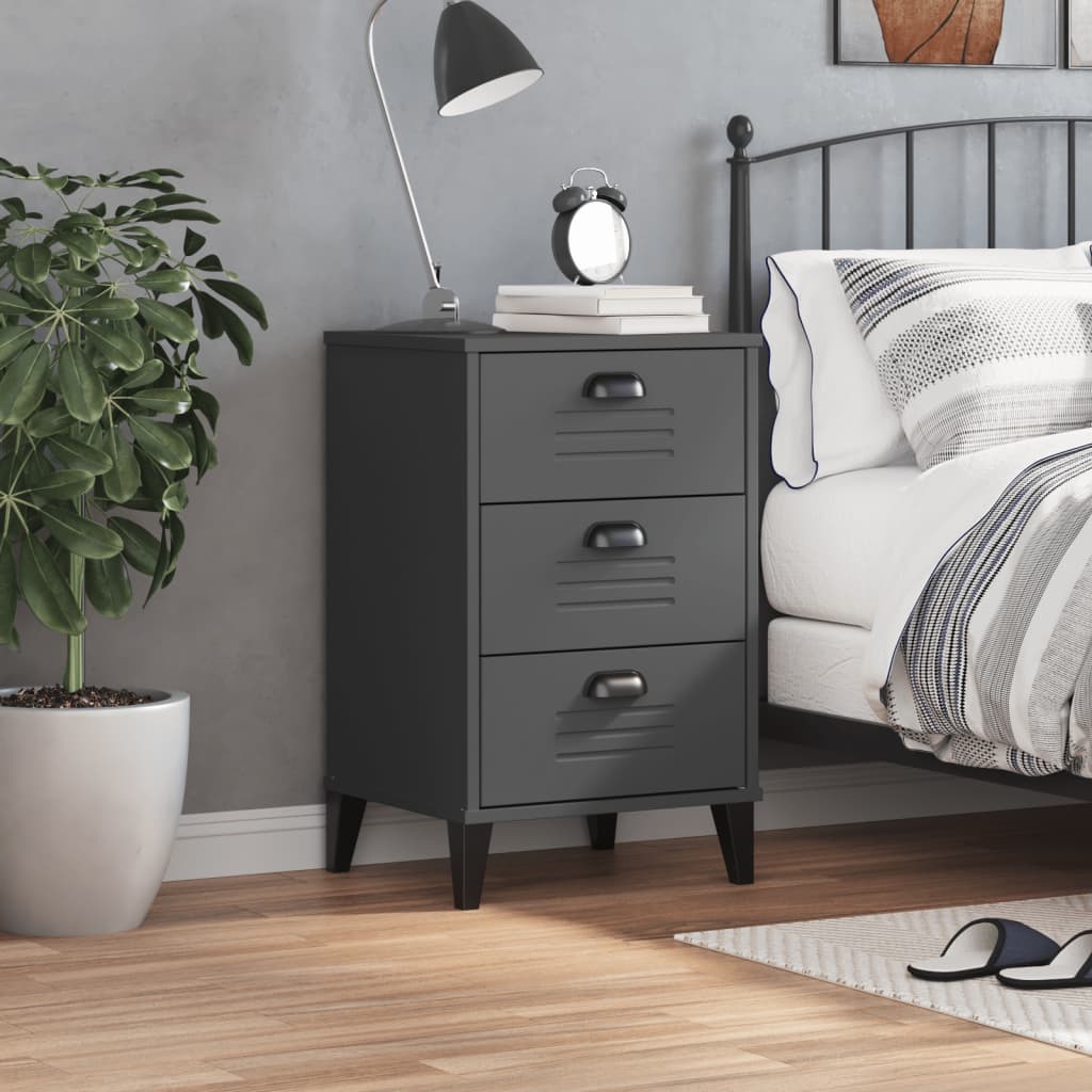 VIKEN bedside table in anthracite grey wood derivatives