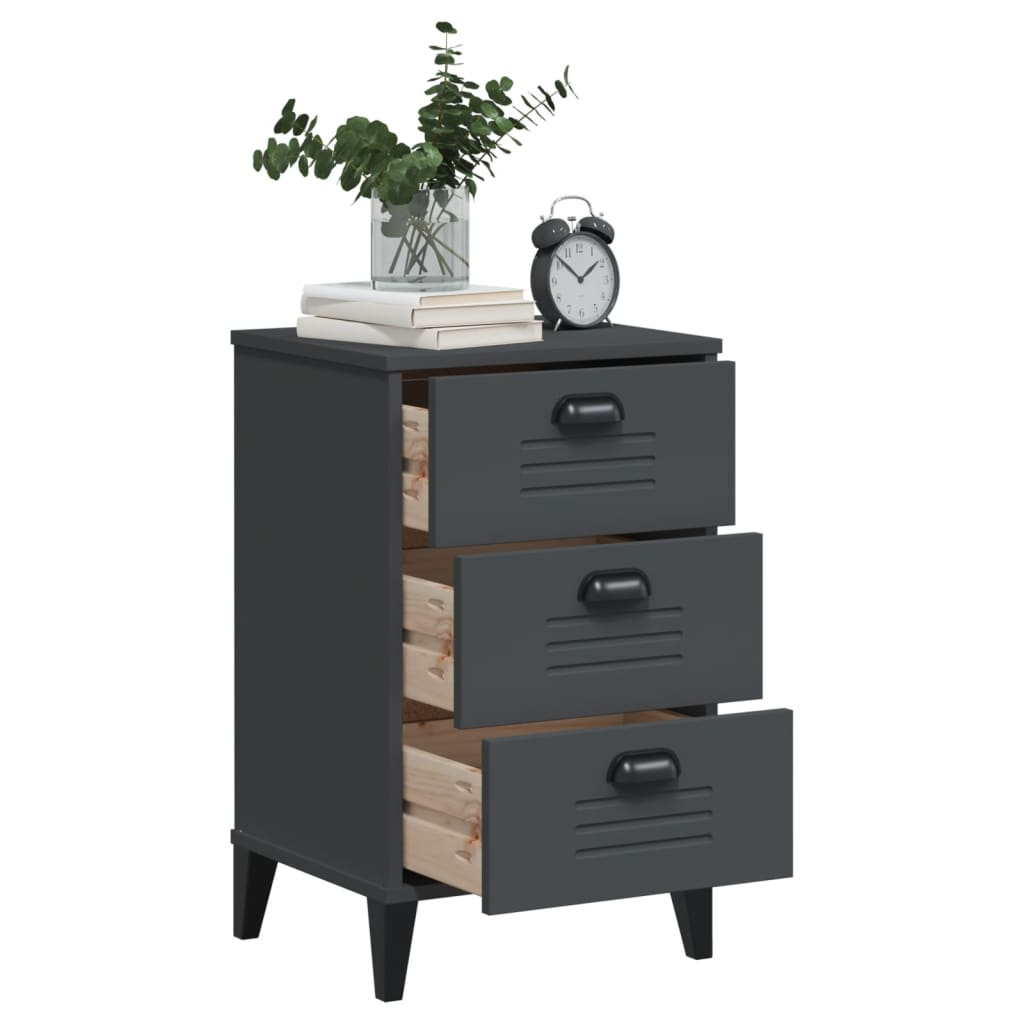 VIKEN bedside table in anthracite grey wood derivatives