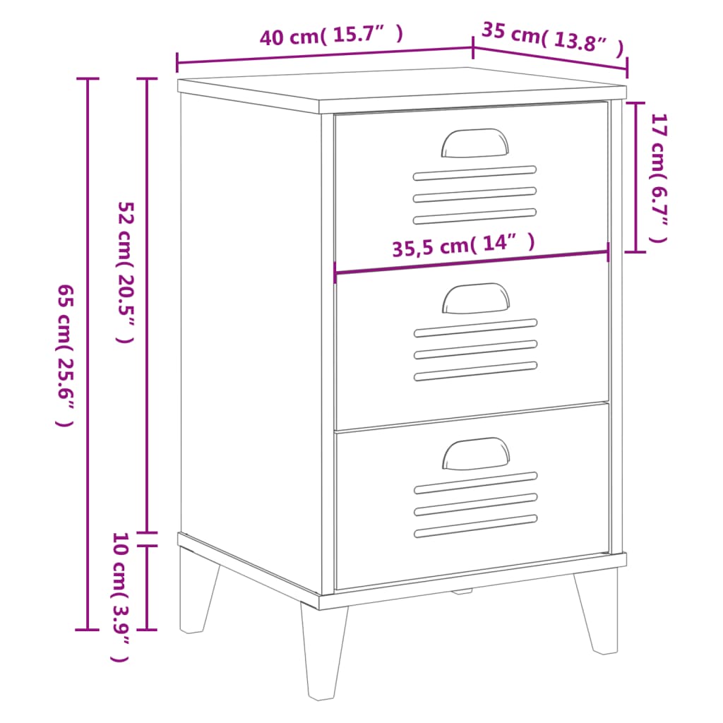 VIKEN bedside table in anthracite grey wood derivatives