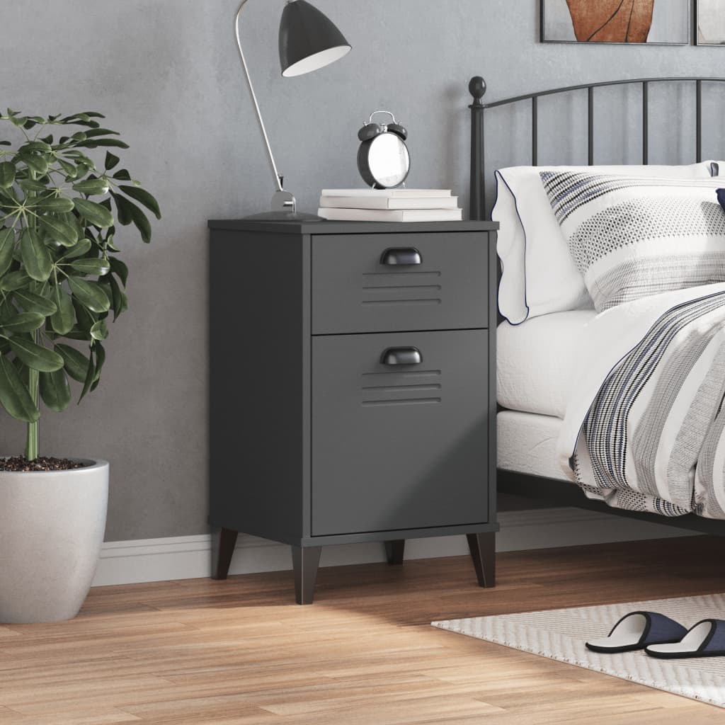VIKEN bedside table in anthracite grey wood derivatives