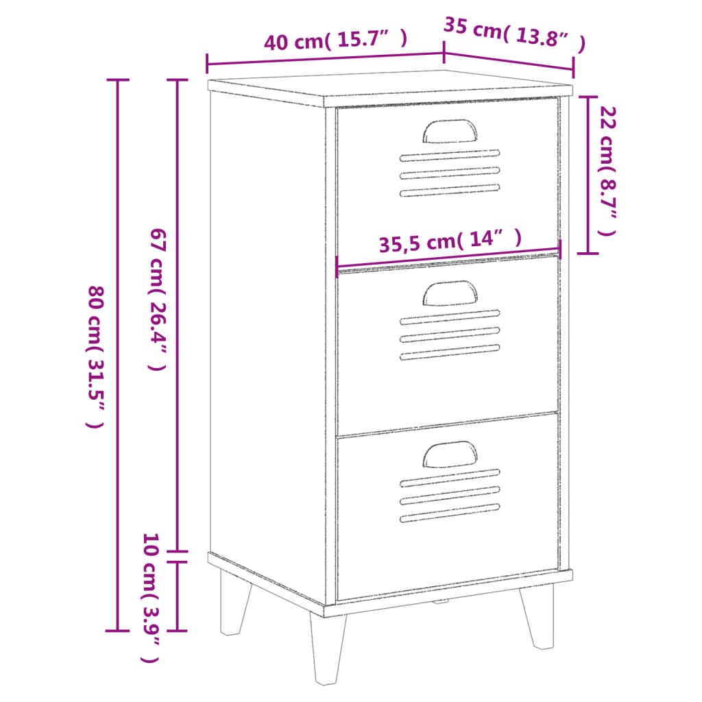 VIKEN bedside table made of white wood