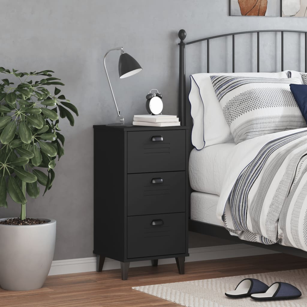VIKEN bedside table made of black wood
