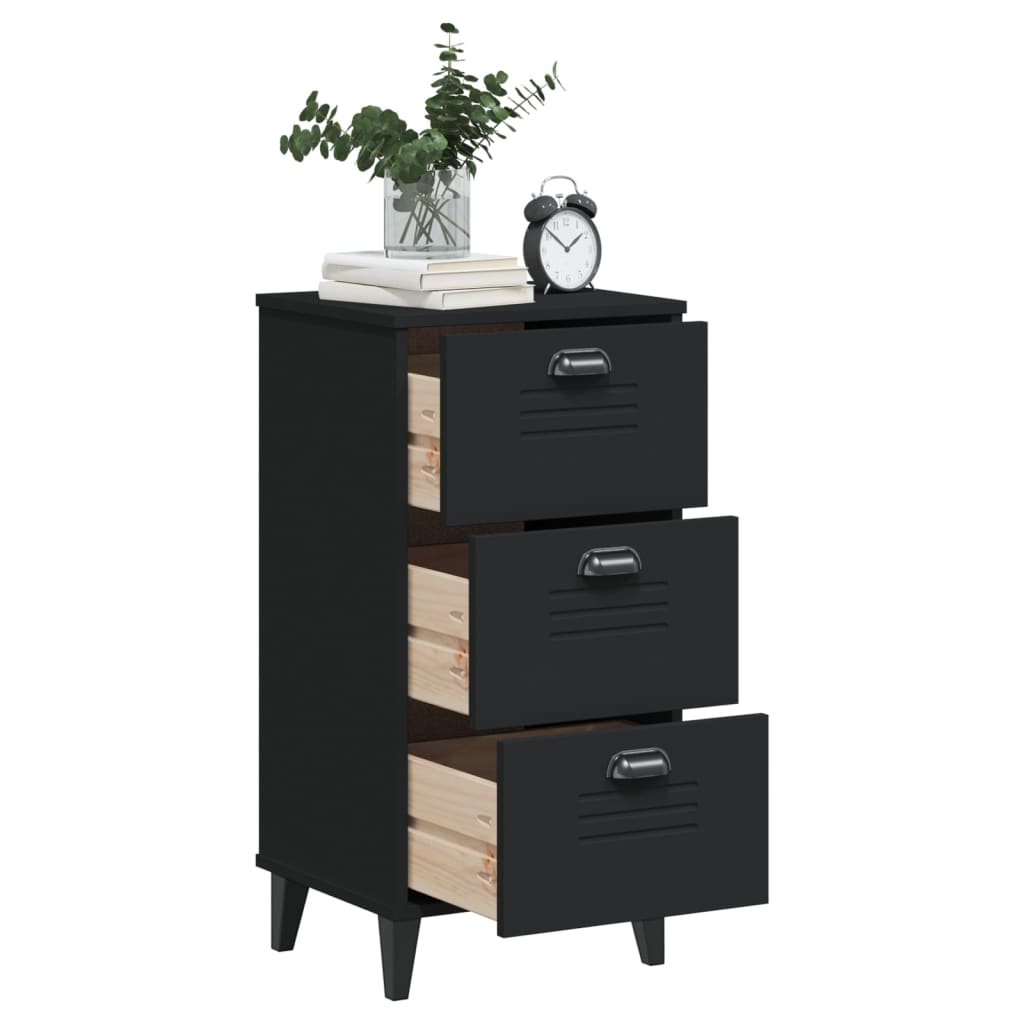 VIKEN bedside table made of black wood