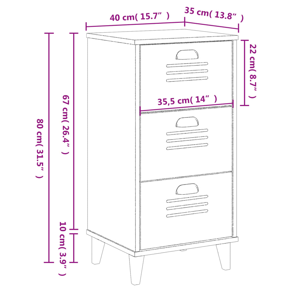 VIKEN bedside table made of black wood