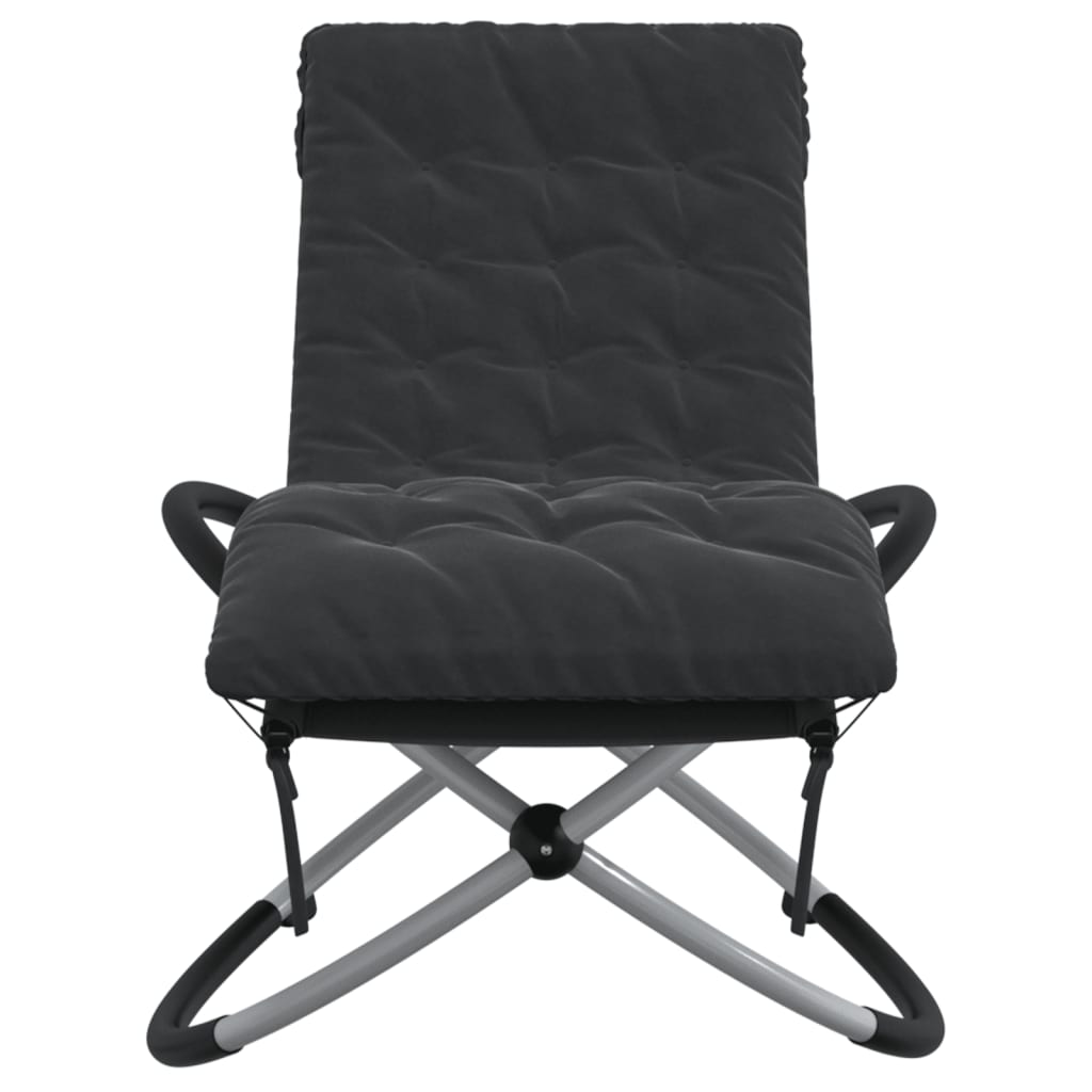 Geometric sun lounger with black and grey steel cushion