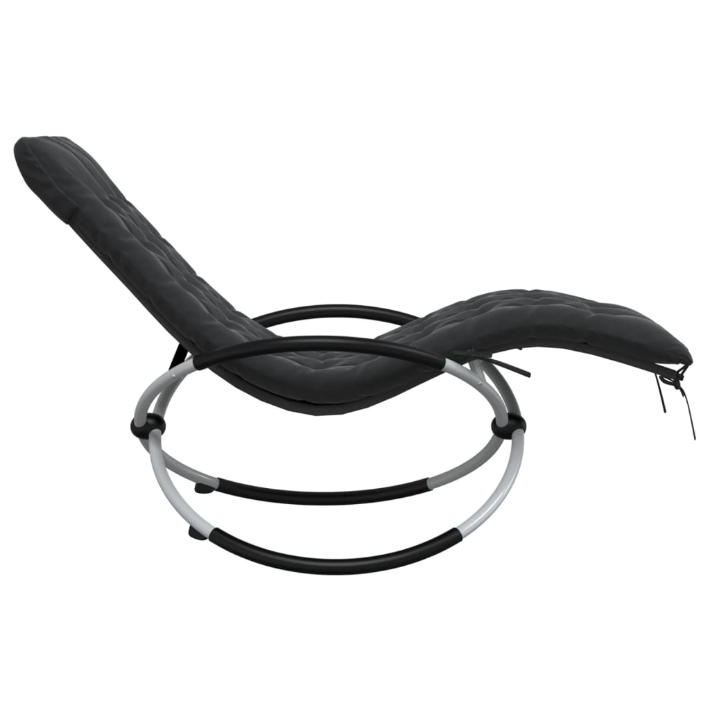 Geometric sun lounger with black and grey steel cushion