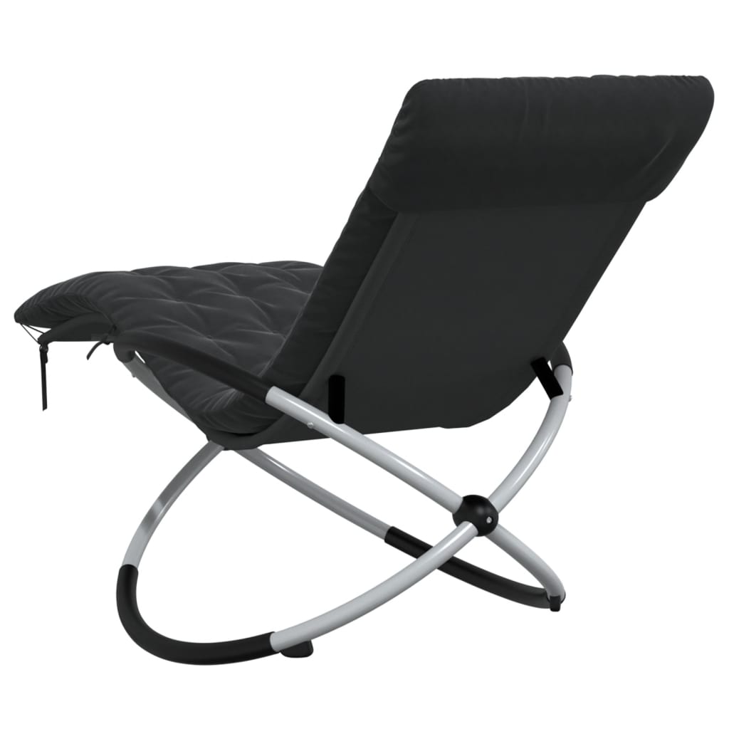 Geometric sun lounger with black and grey steel cushion