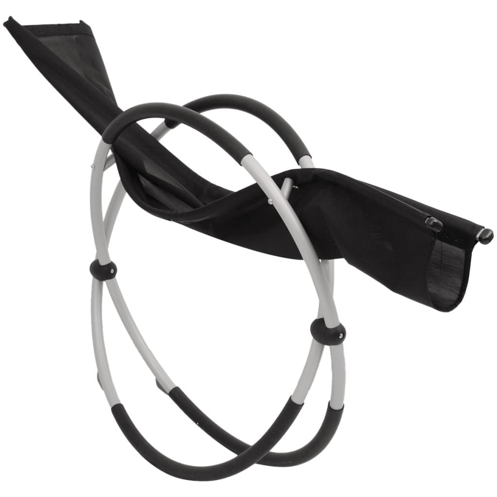 Geometric sun lounger with black and grey steel cushion