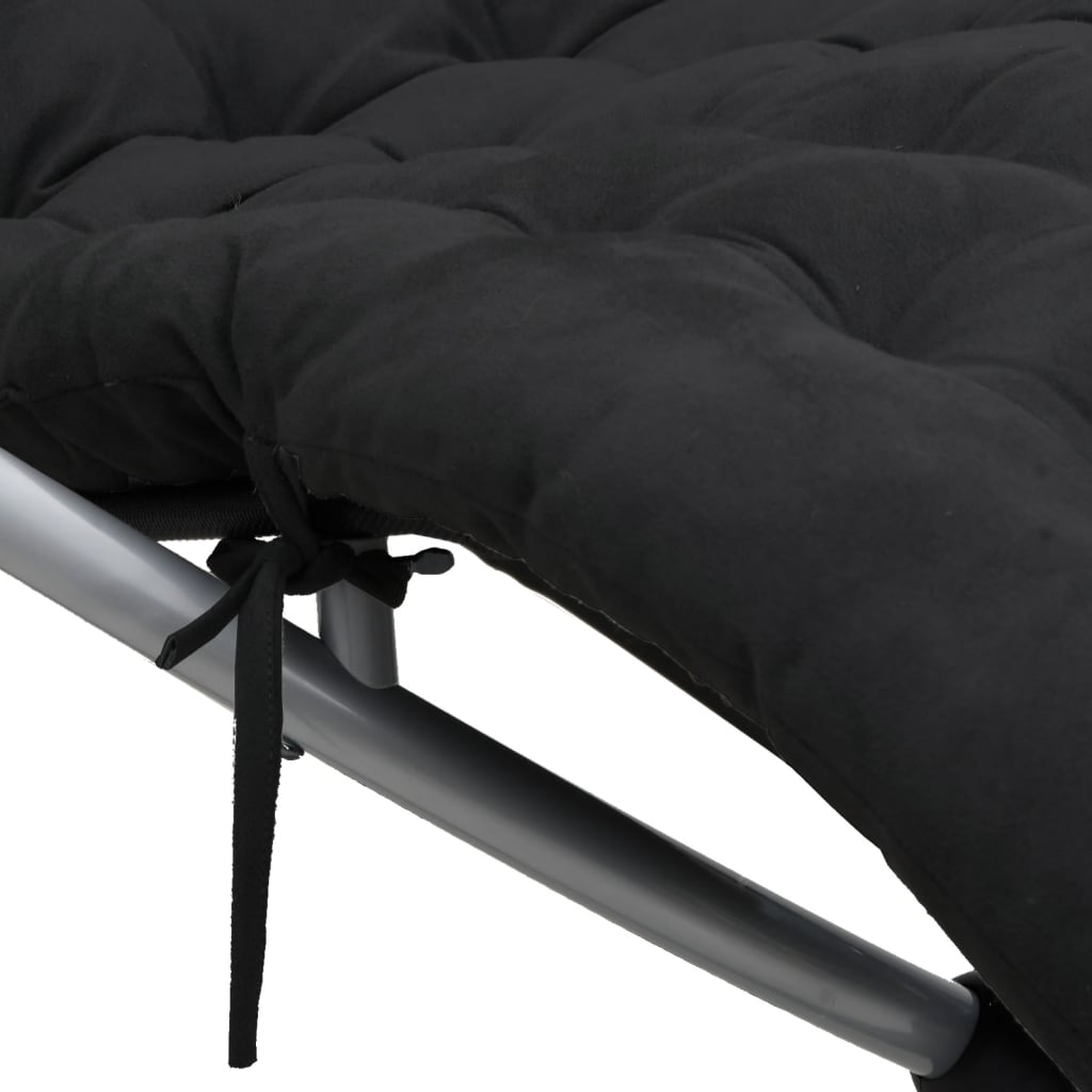 Geometric sun lounger with black and grey steel cushion