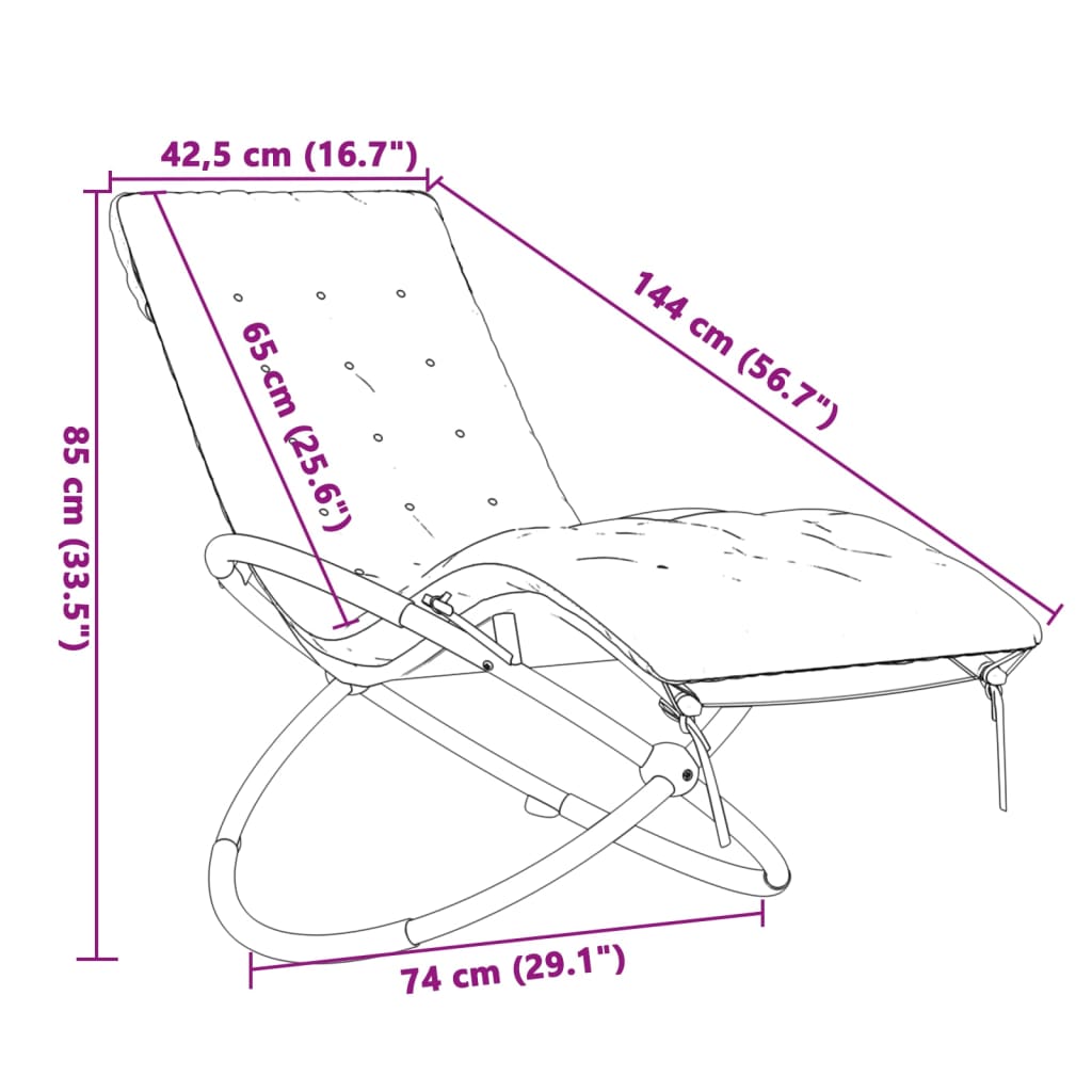Geometric sun lounger with black and grey steel cushion