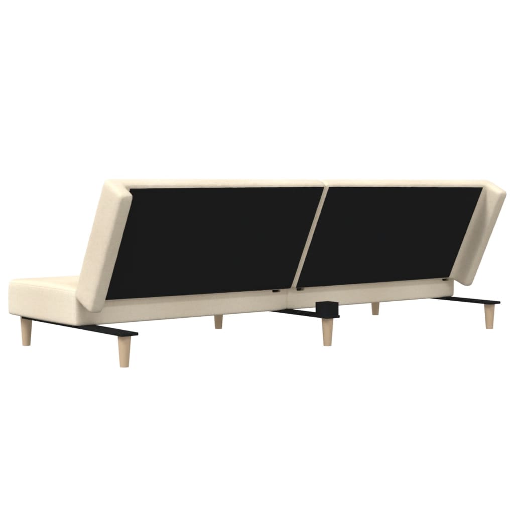 Sofá-cama de 2 lugares tecido cor creme