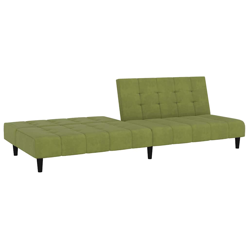 Sofá-cama de 2 lugares veludo verde-claro