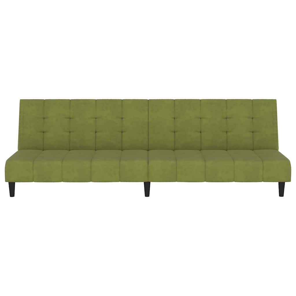 Sofá-cama de 2 lugares veludo verde-claro