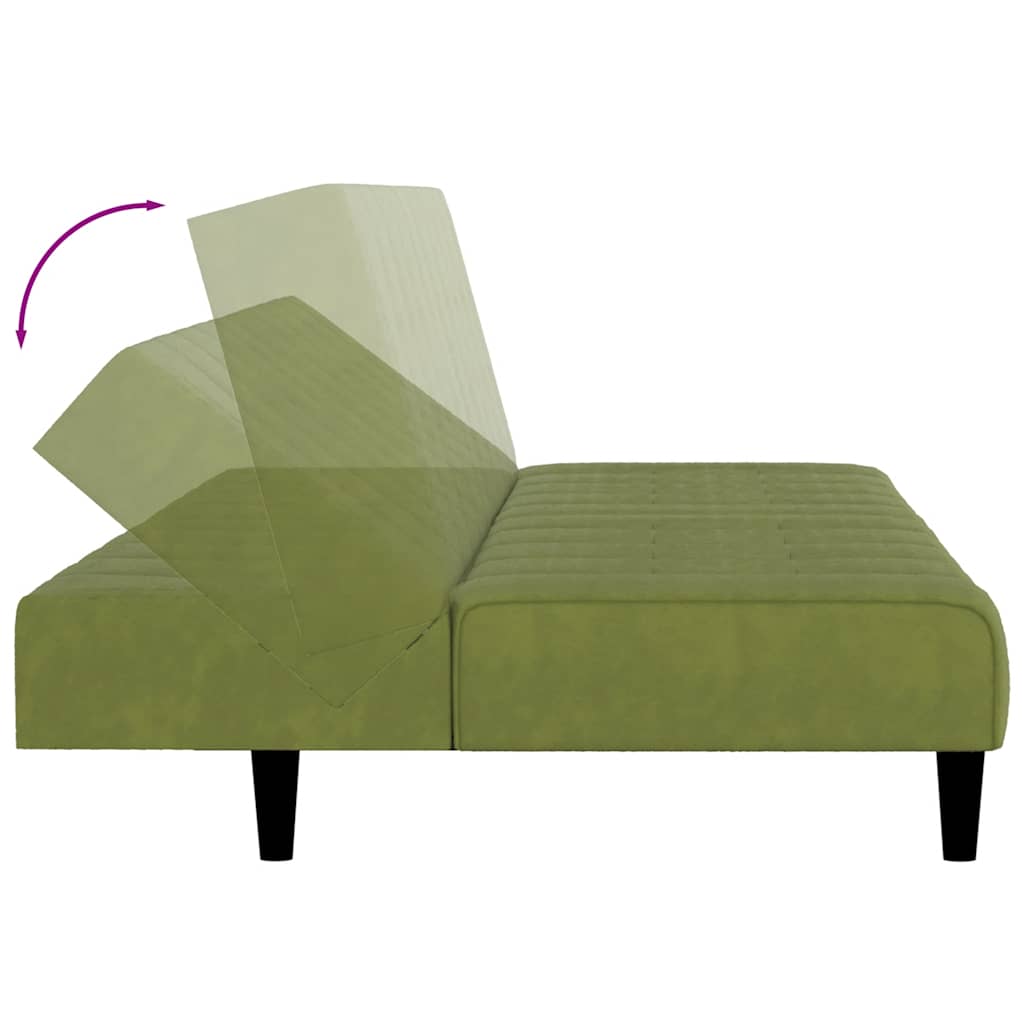 Sofá-cama de 2 lugares veludo verde-claro