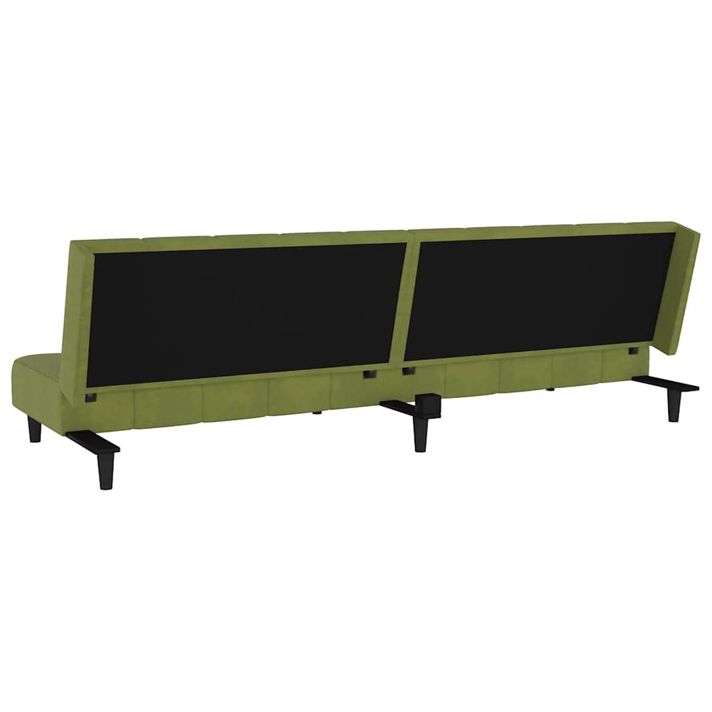 Sofá-cama de 2 lugares veludo verde-claro