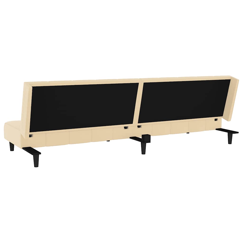 Sofá-cama de 2 lugares veludo cor creme