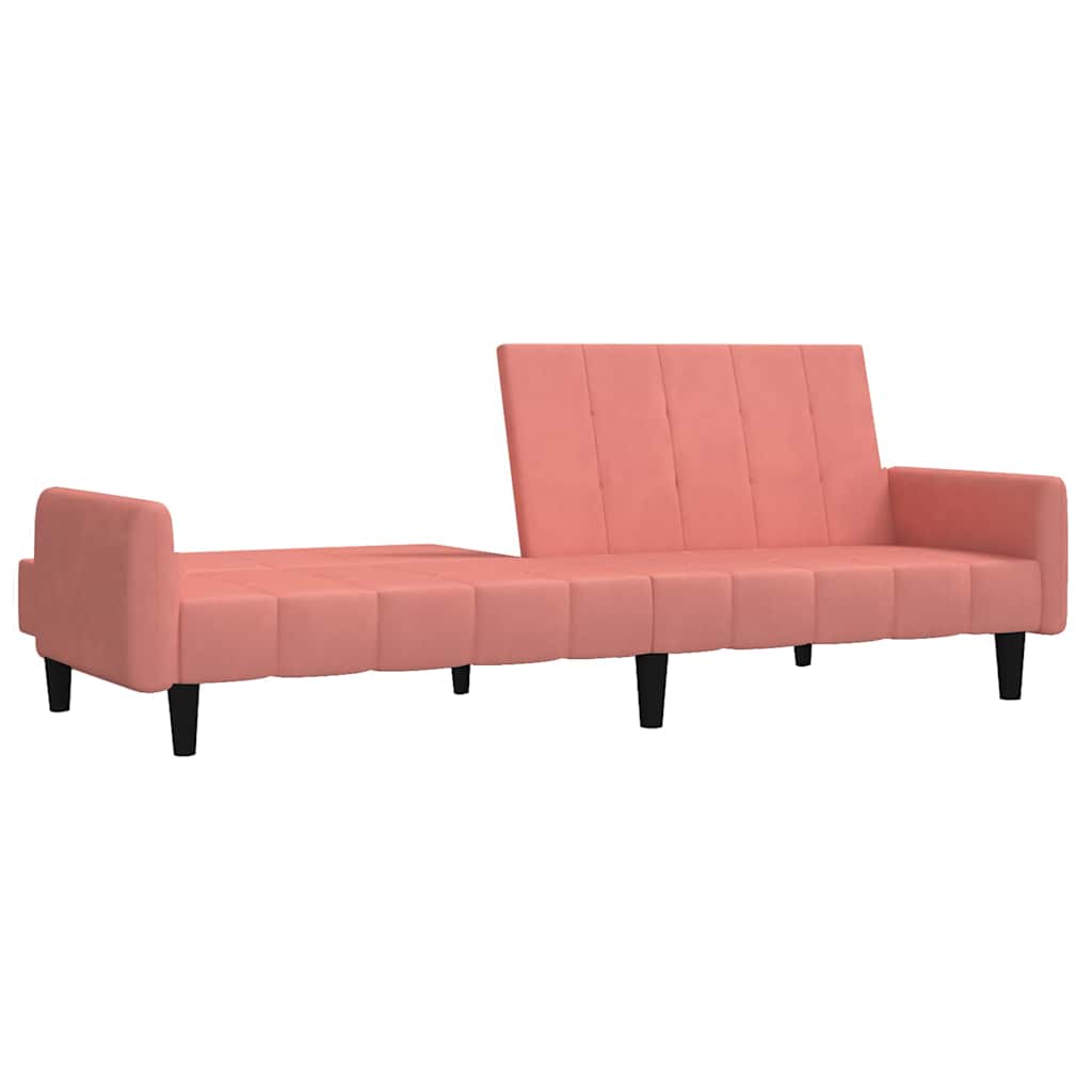 Sofá-cama de 2 lugares veludo rosa