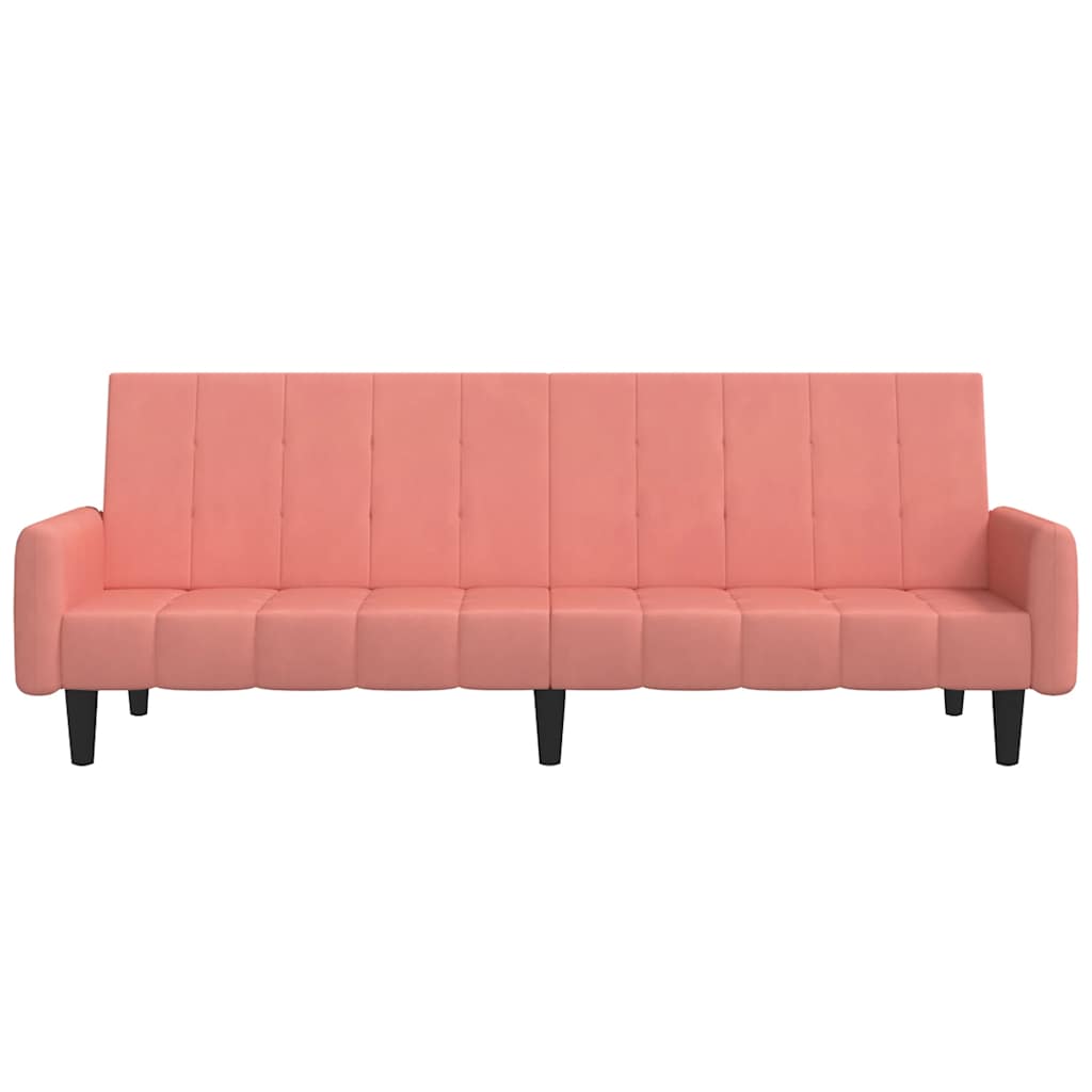 Sofá-cama de 2 lugares veludo rosa