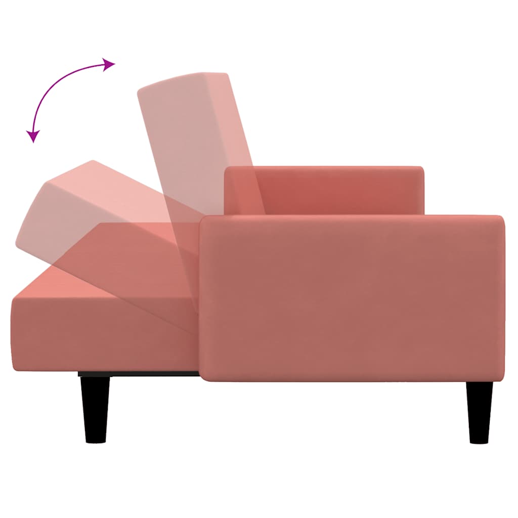 Sofá-cama de 2 lugares veludo rosa
