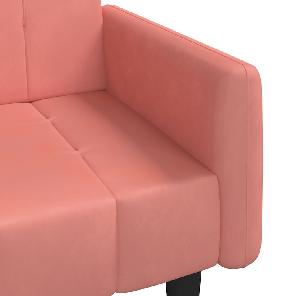 Sofá-cama de 2 lugares veludo rosa